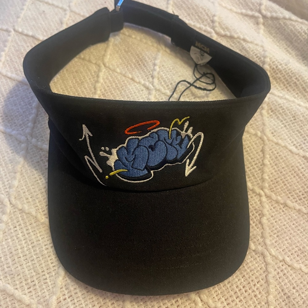 MCM Black and Blue Embroidered Visor Hat